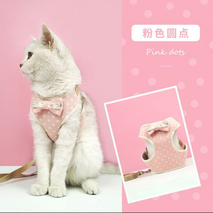 品質保証 ハーネス 犬 猫 おしゃれ ストライプ 簡単装着 かわいい 脱げない メッシュ 小型犬 中型犬 ネコ 胴輪 リードセット 散歩 リボン ペット ドッグ キャット 犬猫用