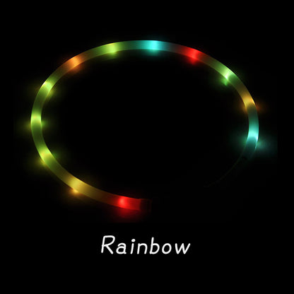 おしゃれ 首輪 USB レインボー 散歩 充電式 犬 夜 LED ライト 猫 光る首輪 ペット 光る