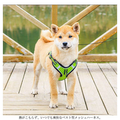ハーネスリードセット 犬 ハーネス 小型犬 中型犬 大型犬 犬 ウェアハーネス 胴輪 キャット ドッグ ペット トレーニング ペット用品 お散歩 しつけ リード 引っ張り 防止 メッシュ 装着しやすい