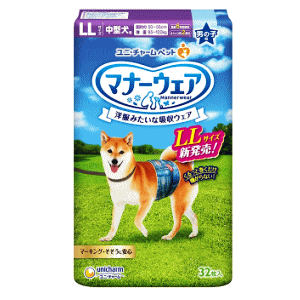 <a href="https://www.qoo10.jp/gmkt.inc/Search/brand.aspx?brandno=18151" target="_blank" class="title_brand" id="btn_brand" title="ユニ・チャーム">ユニ・チャーム</a>ユニ・チャーム ペットケア マナーウェア 男の子用 LLサイズ 32枚入
