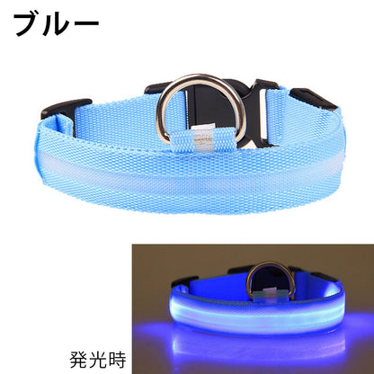 首輪 点滅モード 光る首輪 犬首輪 犬の散歩 夜の散歩 ボタン電池 光る LED ドック 長さ調節可能 安全 4サイズ