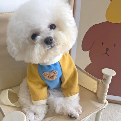 韓国 ペットウェア 新しい切り替えペット冬服 暖かいゆったりペットウェア シンプル中型犬服 可愛い