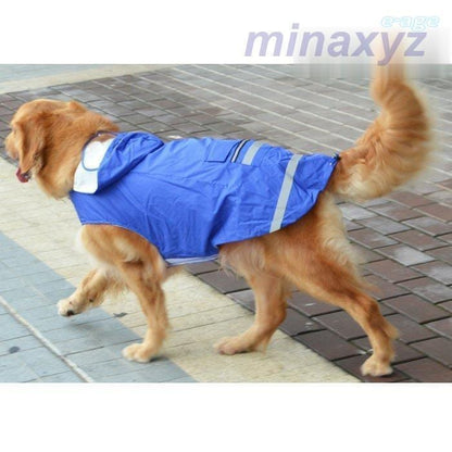 ドッグウェア レインコート カッパ 犬の服 雨具 パーカー フード 反射テープ 大型犬 中型犬 ブルー レッド イー ペット用品 お出掛け 雨の日