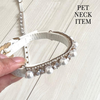 キラキラ pet Accessory ペットアクセサリー チョーカー おしゃれ首輪 neck 猫用首輪 パール 首輪 犬用首輪