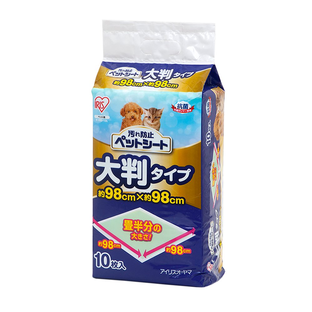 <a href="https://www.qoo10.jp/gmkt.inc/Search/brand.aspx?brandno=49458" target="_blank" class="title_brand" id="btn_brand" title="アイリスオーヤマ">アイリスオーヤマ</a>汚れ防止ペットシート　１０枚　Ｐ－ＹＥＳ－１０Ｌ　ペットシーツ　ＣＲＣ40―25―30―05―00