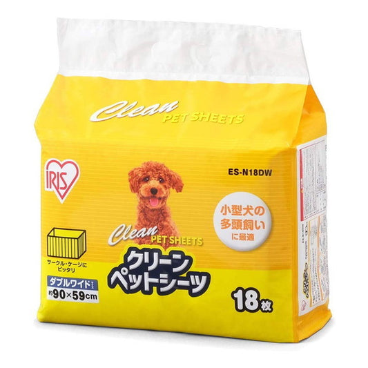 <a href="https://www.qoo10.jp/gmkt.inc/Search/brand.aspx?brandno=49458" target="_blank" class="title_brand" id="btn_brand" title="アイリスオーヤマ">アイリスオーヤマ</a>クリーンペットシーツ ダブルワイド18枚 ES-N18DW