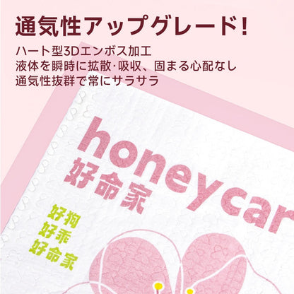 <a href="https://www.qoo10.jp/gmkt.inc/Search/brand.aspx?brandno=109151" target="_blank" class="title_brand" id="btn_brand" title="Honeycare">Honeycare</a>ペットシーツ 厚型 二種類花柄付き レギュラー 264枚（88枚×3袋） ワイド 132枚（44枚×3袋）トイレシーツ まとめ買い ペット用 ペットシート トイレシート おしっこシート 犬 猫用