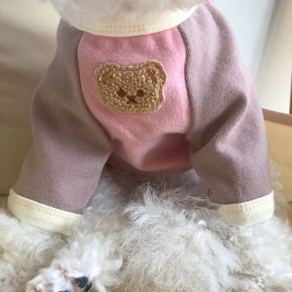 韓国 ペットウェア 新しい切り替えペット冬服 暖かいゆったりペットウェア シンプル中型犬服 可愛い