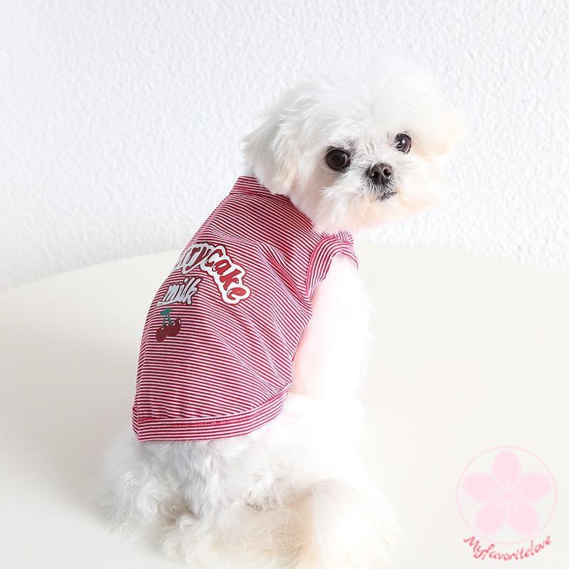 新入庫 ペット 服 安い 犬 春 夏 秋 さくらんぼ 柄 ボーダー タンクトップ ワンピース かわいい 可愛い ハイブランド 猫 ドッグウェア