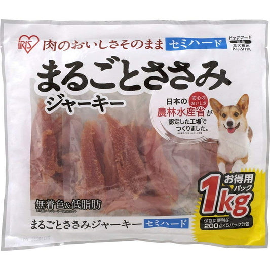 <a href="https://www.qoo10.jp/gmkt.inc/Search/brand.aspx?brandno=49458" target="_blank" class="title_brand" id="btn_brand" title="アイリスオーヤマ">アイリスオーヤマ</a>P-IJ-SH1K まるごとささみジャーキーセミハード 1kg メーカー直送