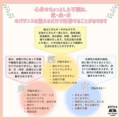 <a href="https://www.qoo10.jp/gmkt.inc/Search/brand.aspx?brandno=137599" target="_blank" class="title_brand" id="btn_brand" title="pirica PET FOOD LABO">pirica PET FOOD LABO</a>【サンプル付き】Holistic Food careホリスティックフードケアレトルト(ウェット)タイプ氣血水3種セット