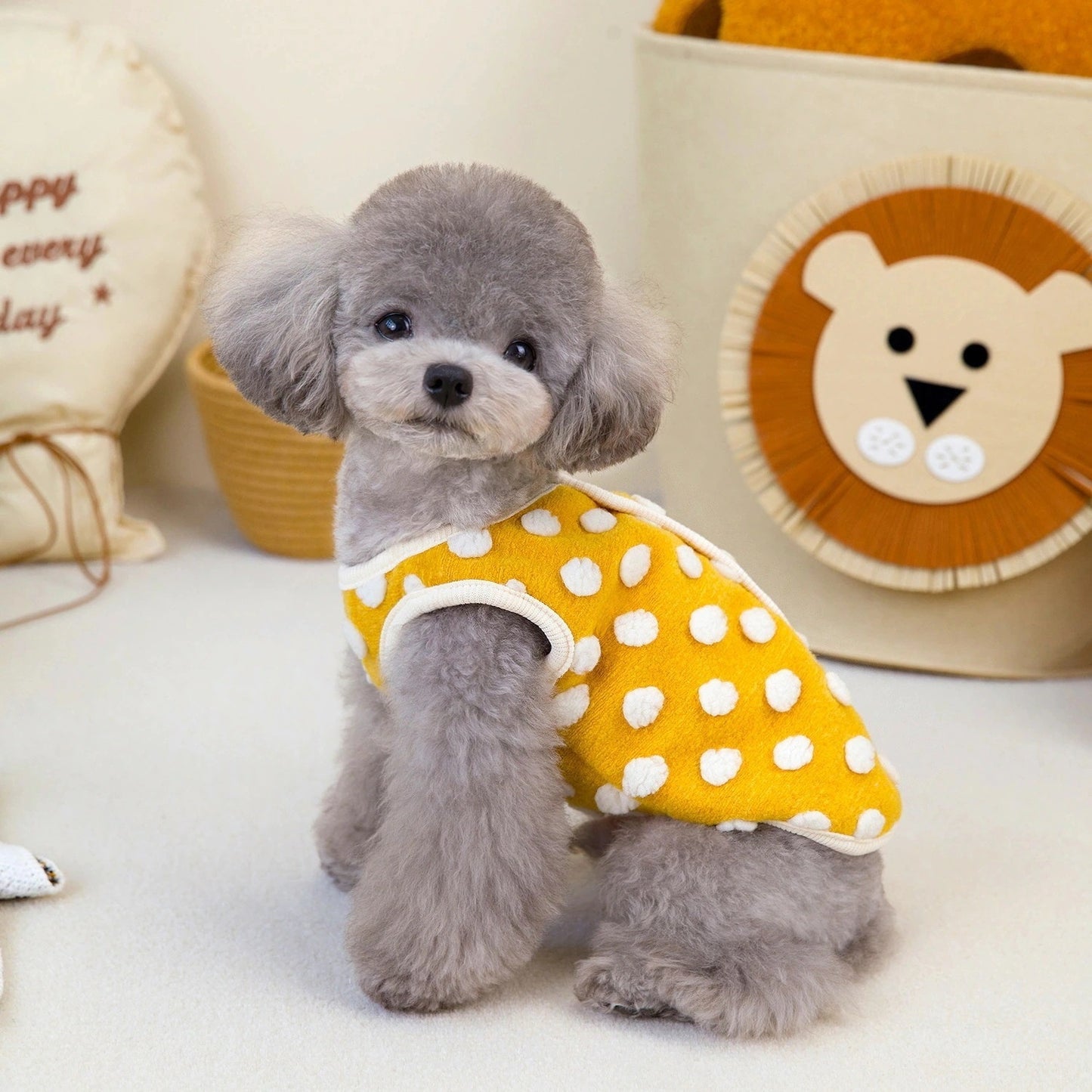 人気ペット用品犬服猫小型犬快適テディキュービック水玉フリースベスト