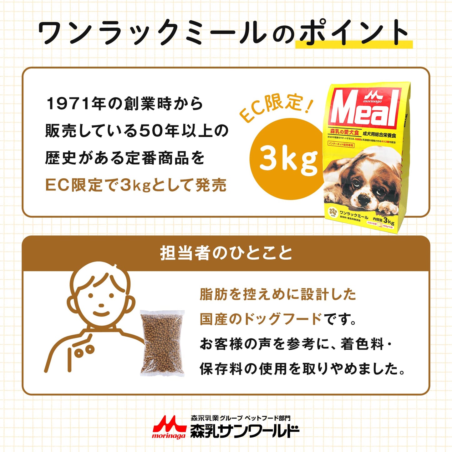 ワンラック Meal 3kg(500g×6袋) [ ドッグフード 国産 保存料・着色料無添加 ]