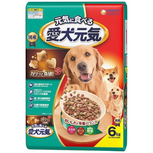<a href="https://www.qoo10.jp/gmkt.inc/Search/brand.aspx?brandno=18151" target="_blank" class="title_brand" id="btn_brand" title="ユニ・チャーム">ユニ・チャーム</a>愛犬元気 全成長段階用 ささみビーフ緑黄色野菜入り 6kg
