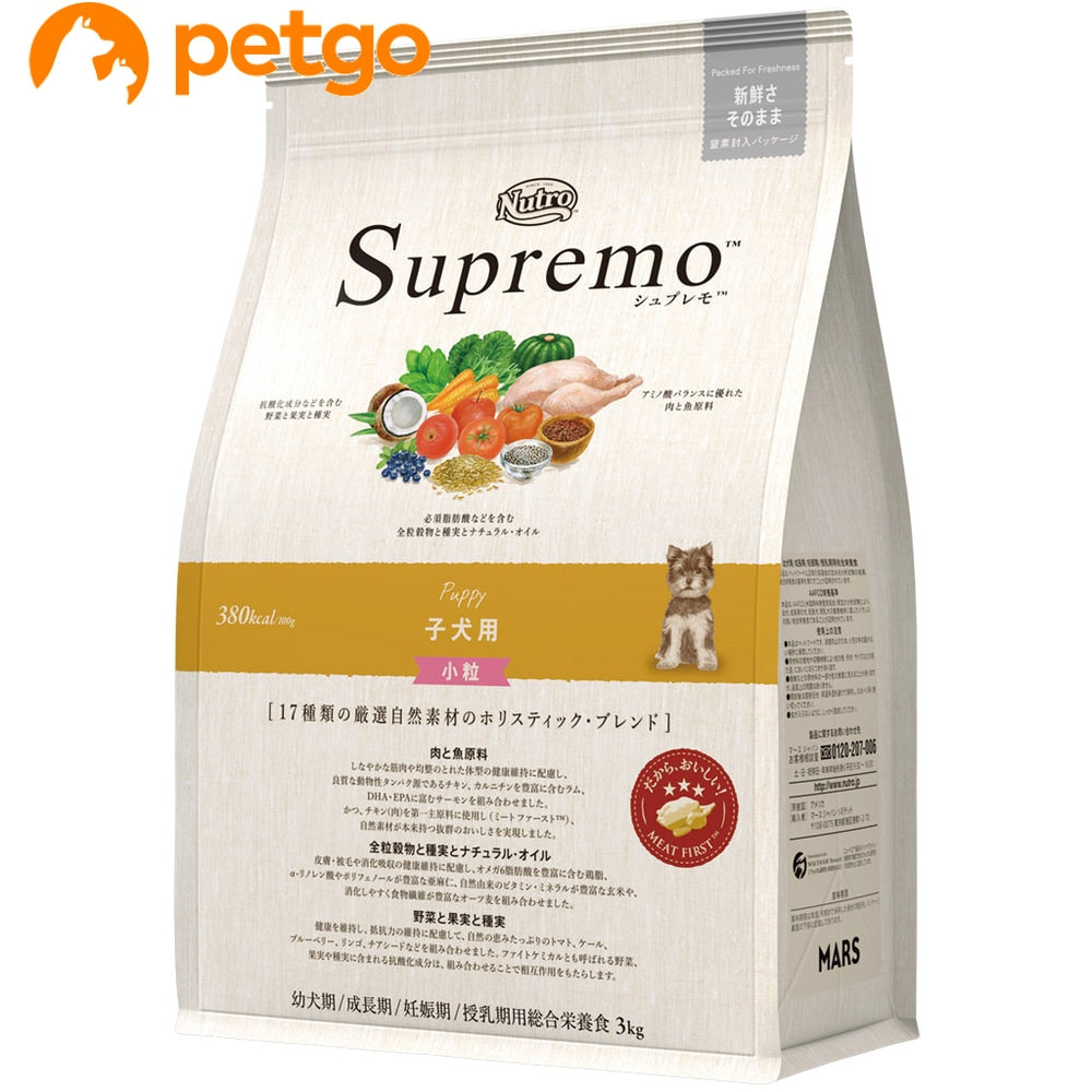 <a href="https://www.qoo10.jp/gmkt.inc/Search/brand.aspx?brandno=56208" target="_blank" class="title_brand" id="btn_brand" title="シュプレモ">シュプレモ</a>ニュートロ シュプレモ 子犬用 小粒 3kg