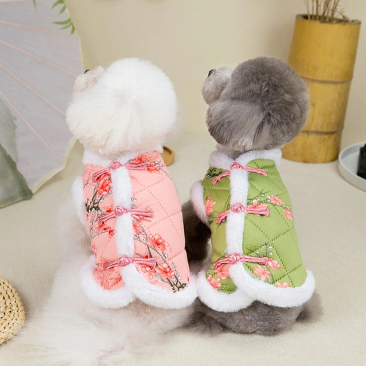 人気ペット用品犬の服猫小型犬暖かく快適なテディカントリースタイルの綿ベスト