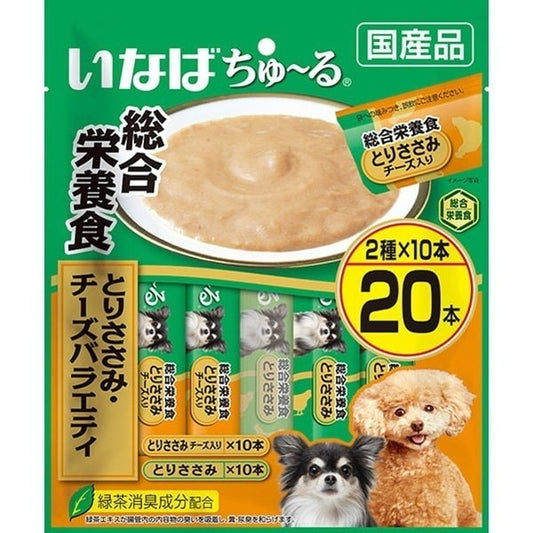 <a href="https://www.qoo10.jp/gmkt.inc/Search/brand.aspx?brandno=77771" target="_blank" class="title_brand" id="btn_brand" title="いなばペットフード">いなばペットフード</a>いなば ちゅ～る総合栄養食 とりささみチーズバラエティ 14g20本