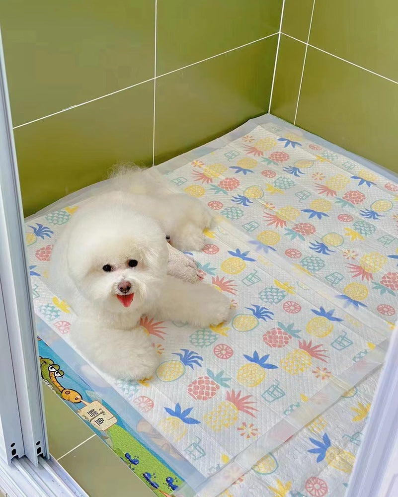 <a href="https://www.qoo10.jp/gmkt.inc/Search/brand.aspx?brandno=109151" target="_blank" class="title_brand" id="btn_brand" title="Honeycare">Honeycare</a>ペットシーツ パイナップル柄入り ペットシート厚型 サイズ選択可 レギュラー ワイド スーパーワイド かわいいな柄付き