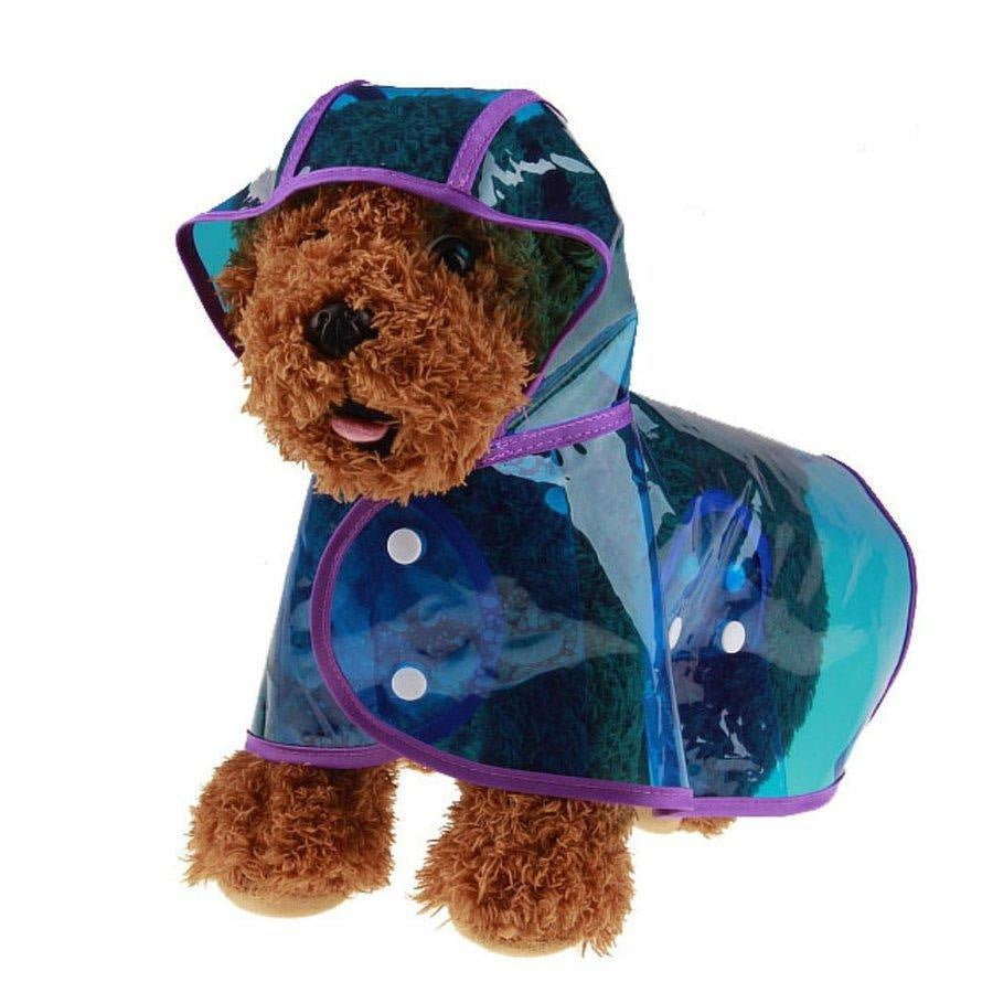 ペットファッション 犬用レインコート レインポンチョ ポンチョ型 ドッグウェア 雨具 カッパ レインウェア スケルトン 半透明 パーカー 帽子付き