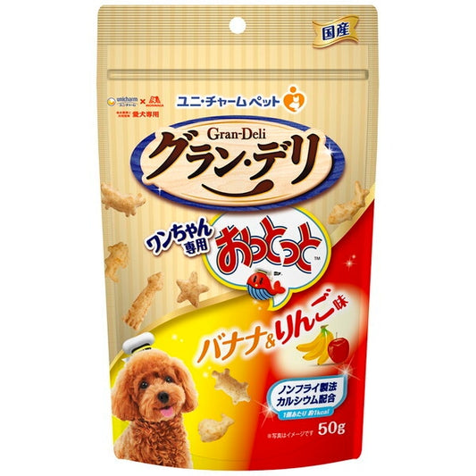 <a href="https://www.qoo10.jp/gmkt.inc/Search/brand.aspx?brandno=18151" target="_blank" class="title_brand" id="btn_brand" title="ユニ・チャーム">ユニ・チャーム</a>グランデリ ワンちゃん専用おっとっと バナナ&りんご味 50g