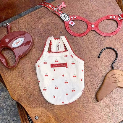 可愛いチェリー春夏キャミソール犬の服ベスト通気性薄いペットの猫の服クマのテディボミより