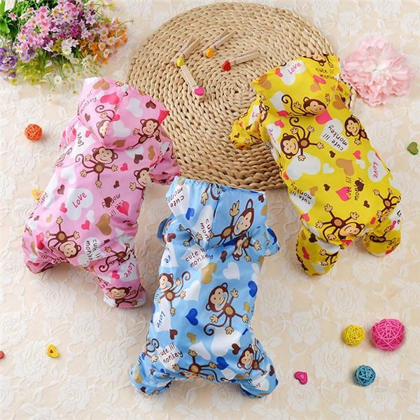 犬レインコート つなぎレインコート ドッグウェア ペット用品 ペットウェア ペット服 カッパ 小型犬 ドッグウェア 犬用ウェア 可愛い 猿柄