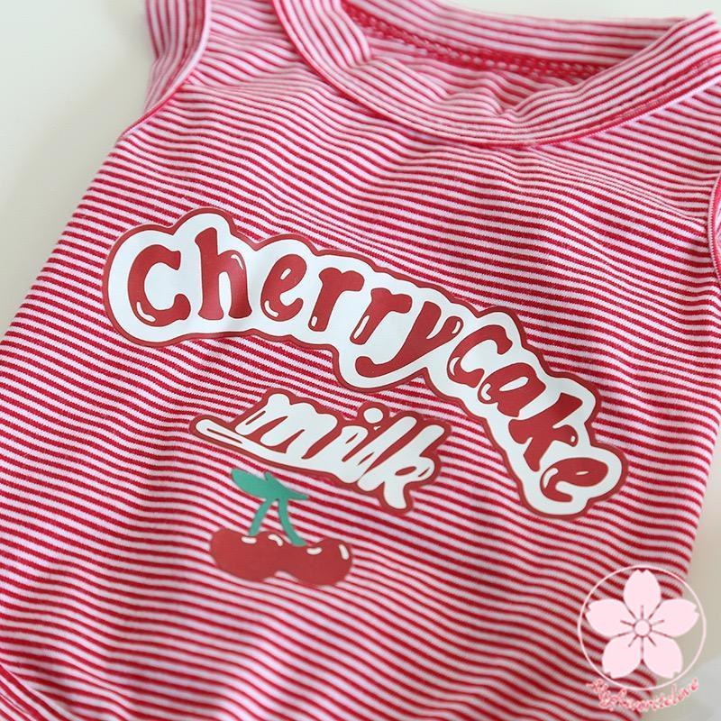 新入庫 ペット 服 安い 犬 春 夏 秋 さくらんぼ 柄 ボーダー タンクトップ ワンピース かわいい 可愛い ハイブランド 猫 ドッグウェア