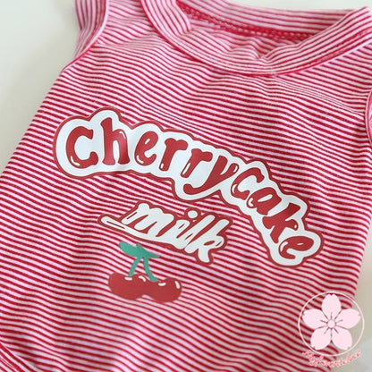 新入庫 ペット 服 安い 犬 春 夏 秋 さくらんぼ 柄 ボーダー タンクトップ ワンピース かわいい 可愛い ハイブランド 猫 ドッグウェア