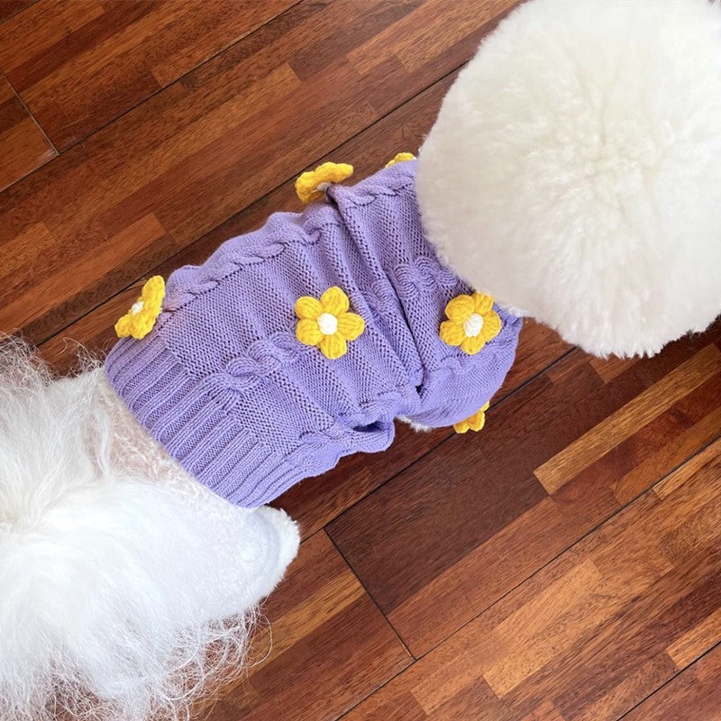 春と秋の犬服テディボーミペットのコキシナレビーベア愛らしい 犬猫服秋冬服 パープル セーター 可愛らしい 暖かい野球服 冬アウター