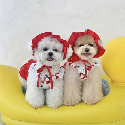 工ガ割-犬服可愛いチェリー水着ワンピース中小型犬子猫服ペット服