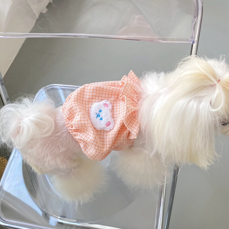 新品 大人気 ペット 服 安い 犬春 夏 フリル チェック キャミソール かわいい 可愛い ハイブランド 猫 ドッグ ウェア