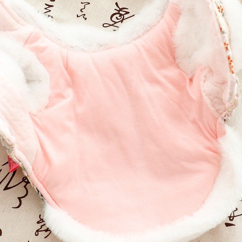 ペットウェア かわいい 3色XS-XL秋冬あたたまることスエード入り厚手タイプ犬の服かわいい中国風新年猫の新生ミルク犬のミルク猫のプリンセス子犬マシュマロ小型犬テディ服