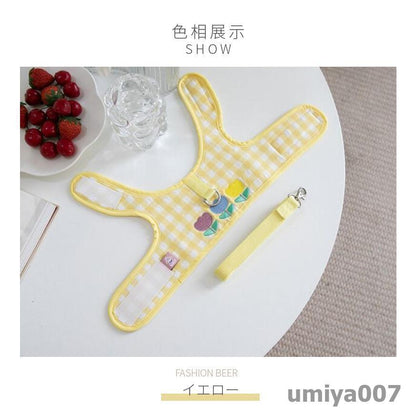 可愛い お出かけ用品 ペットグッズ 胴輪 犬猫リード 犬猫用胸当て＆ハーネス＆リードセット 韓国風 引きひも 抜けない 通気性 ペット胸当て/リード