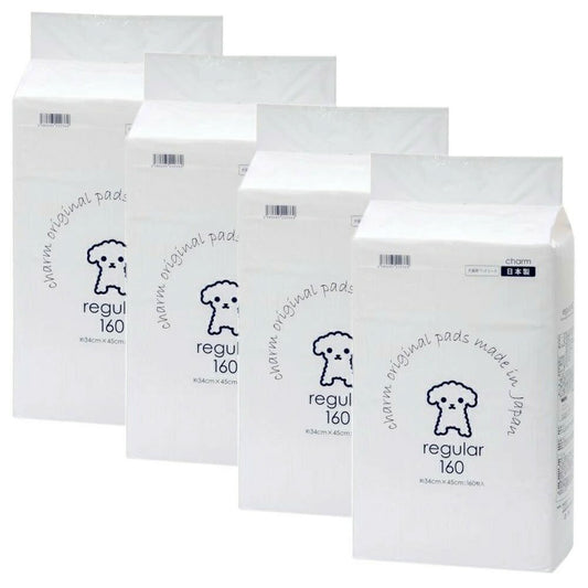 <a href="https://www.qoo10.jp/gmkt.inc/Search/brand.aspx?brandno=28725" target="_blank" class="title_brand" id="btn_brand" title="チャーム">チャーム</a>国産ペットシーツ　薄型レギュラー　１６０枚　４袋　１回交換タイプ（４５ｃｍX３４ｃｍ）　お一人様１点限り　ＣＲＣ40―25―10―10―00