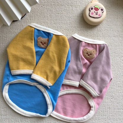 韓国 ペットウェア 新しい切り替えペット冬服 暖かいゆったりペットウェア シンプル中型犬服 可愛い