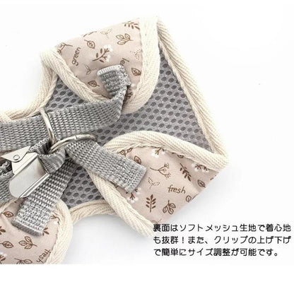 新商品プロモーション，数量限定 犬 猫 ハーネス リード ペット リーフ 葉 デザイン 服 ウェアハーネス 胴輪 キャット ドッグ犬 猫
