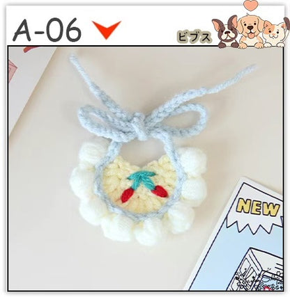 【3+1枚 / 5+2枚】超人気のインスタイルフラワービブ猫唾液タオル純粋な手作り犬用ビブペット織りネックスカーフ