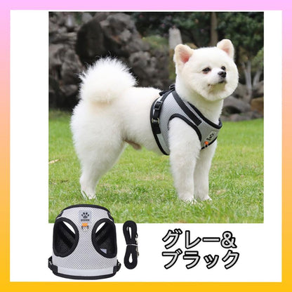 S 調節可能 M 簡単着脱 散歩 咳き込み軽減 小型犬 犬 L 安全 XL 抜けない ハーネス 出かけ用 胴輪 中型犬 衝撃吸収 かわいい リードセット