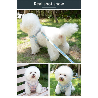 服 ドッグ キャット 猫 ウェアハーネス リード付 犬 ハーネス ペット カラフル 胴輪 チェック