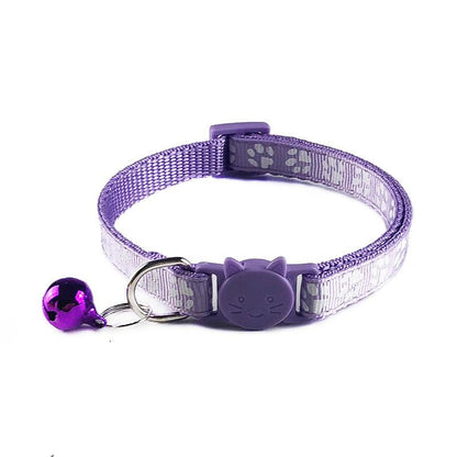 猫 安全 ペット用品 おしゃれ 猫型バックル カラフル 黒 ネコ 赤 肉球柄 セーフティーバックル 鈴 首輪 調節 ねこグッズ