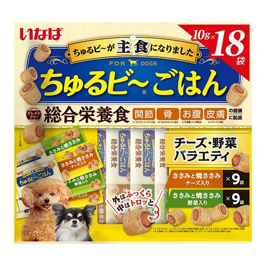 <a href="https://www.qoo10.jp/gmkt.inc/Search/brand.aspx?brandno=77771" target="_blank" class="title_brand" id="btn_brand" title="いなばペットフード">いなばペットフード</a>いなば ちゅるビごはん チーズ野菜バラエティ 10g18袋