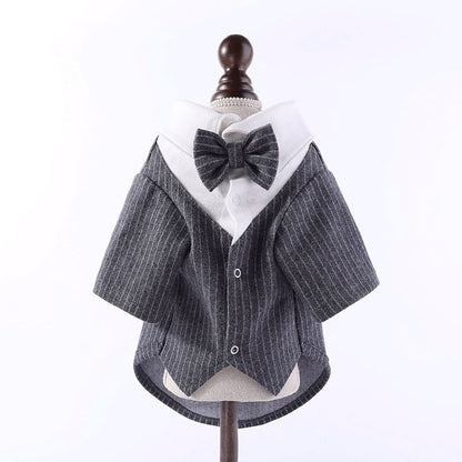 【輸送費無料】結婚式に出席するペットの猫の服夏のハンサムな犬BichonPuppet猫の薄いスーツテディスーツのド