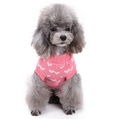 人気 可愛い ペット服 秋冬暖かいレッドピンクハート犬の服セータースカート休日クリスマス新年ペット服