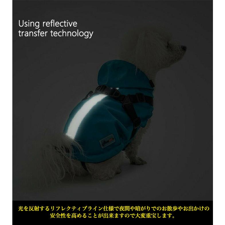 レインコート 服 ドッグウェア 一体型 ウェア 犬 フード付 ハーネス 中型犬 ペット ドッグ 猫 小型犬