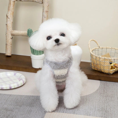 本日の限定商品犬の服ペット服小型犬や猫が着ることができる秋と冬の暖かく快適な大きなストライプフリースのベスト