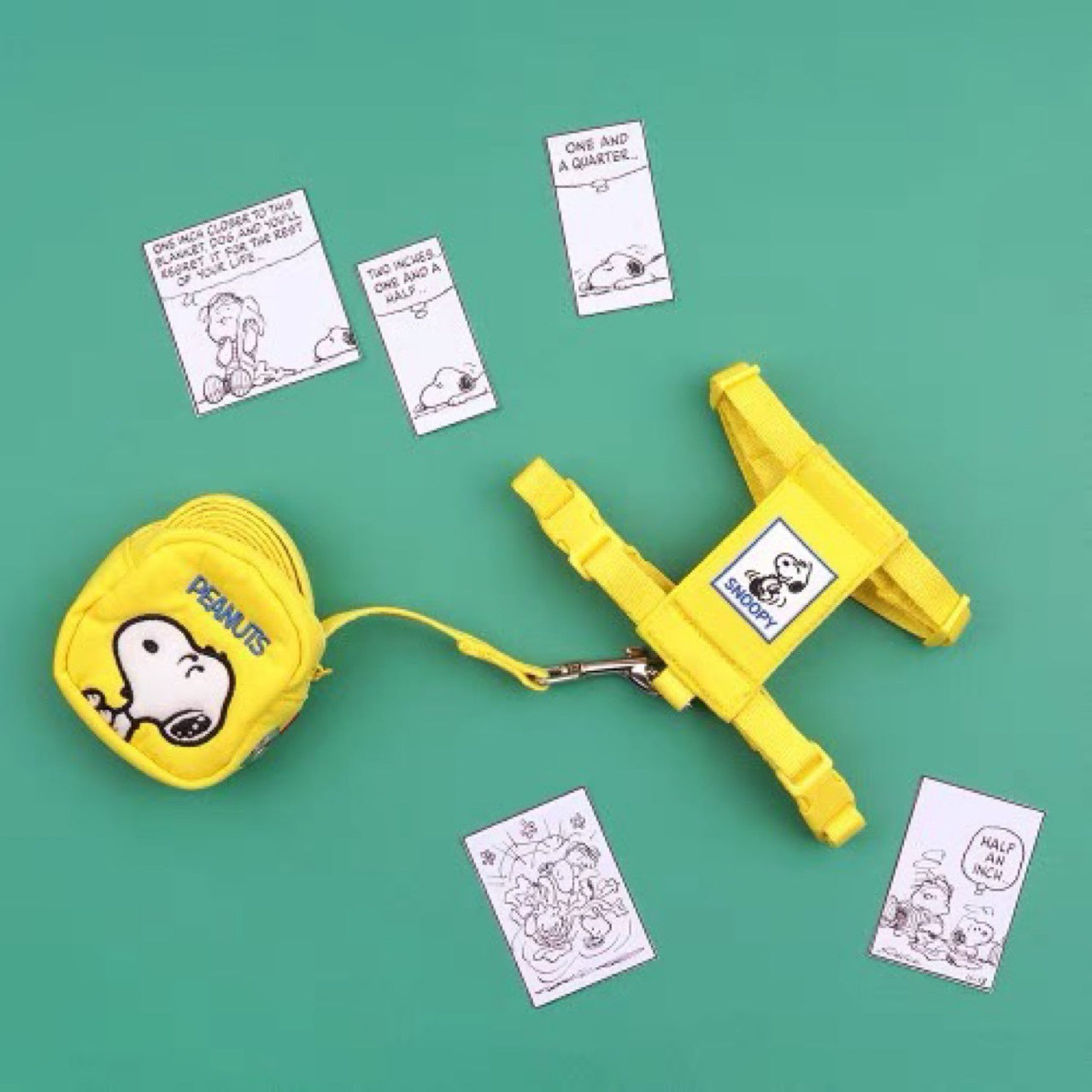 犬 ハーネスキャラクターペット スヌーピー用ハーネス 散歩用リトルバッグ 逃走防止牽引紐