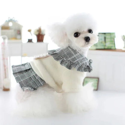犬服ペット犬冬カレッジスタイルスーツ猫スカートテディビションプードル冬服新品！
