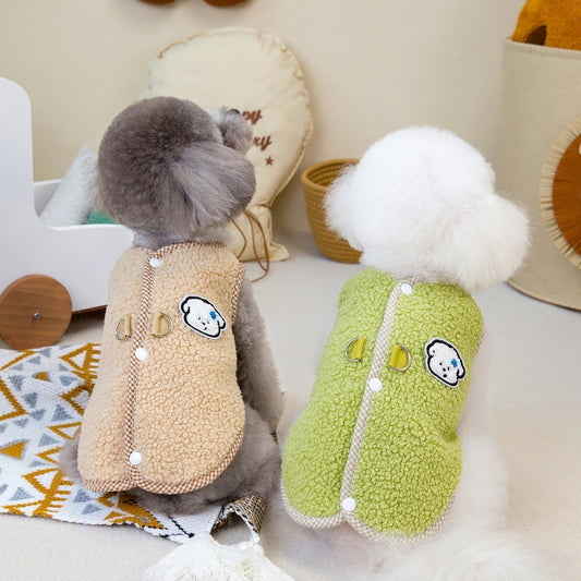 人気犬服ペット服猫秋冬新作テディビション背中開きペレットラムズウールベスト