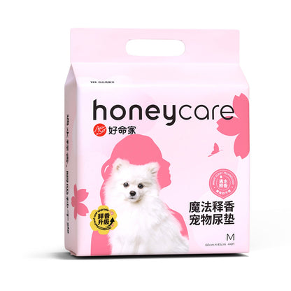 <a href="https://www.qoo10.jp/gmkt.inc/Search/brand.aspx?brandno=109151" target="_blank" class="title_brand" id="btn_brand" title="Honeycare">Honeycare</a>ペットシーツ 厚型 二種類花柄付き レギュラー 264枚（88枚×3袋） ワイド 132枚（44枚×3袋）トイレシーツ まとめ買い ペット用 ペットシート トイレシート おしっこシート 犬 猫用