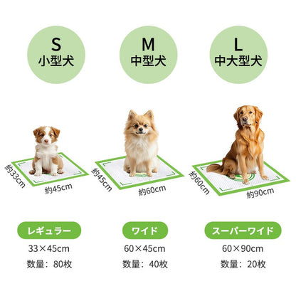 <a href="https://www.qoo10.jp/gmkt.inc/Search/brand.aspx?brandno=109151" target="_blank" class="title_brand" id="btn_brand" title="Honeycare">Honeycare</a>ペットシーツ 中厚型 柄付き レギュラー 80枚/ワイド 40枚/スーパーワイド 20枚 横漏れ防止 トイレシート 犬 猫 ペットシート おしっこシート 瞬間吸水 逆戻り防止 ペット用 しっかり超吸収